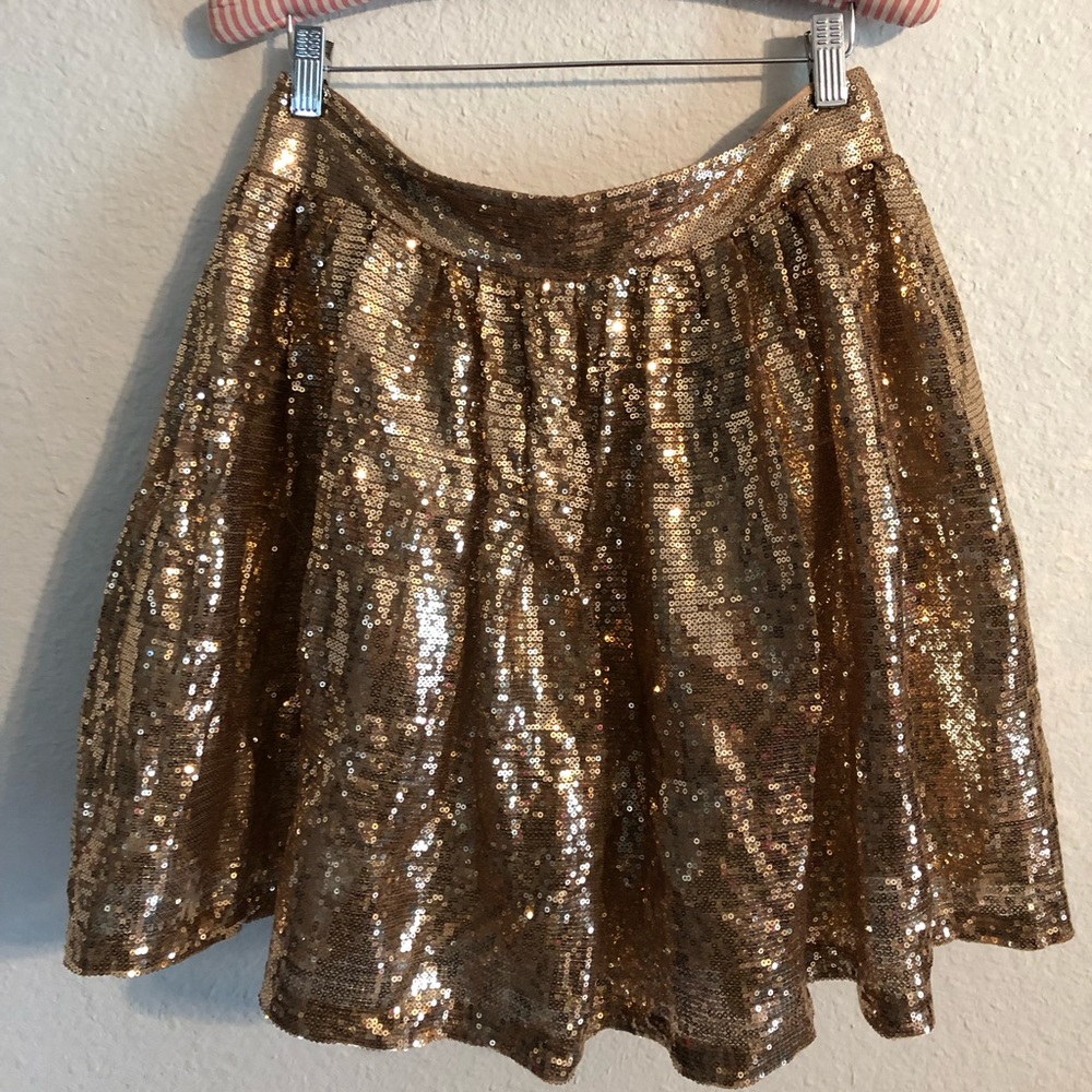Rose gold sequin skirt